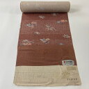 反物 秀品 小紋 草花 鳥 薄小豆 正絹 【中古】