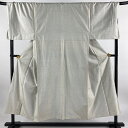 男着物 身丈149.5cm 裄丈71.5cm L 袷 紬 アンサンブル 亀甲絣 灰茶 正絹 美品 名品 【中古】