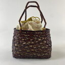 和装バッグ 優品 カジュアル 草花 茶色 正絹 和装小物 【中古】