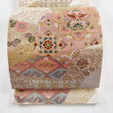 袋帯 美品 秀品 向かい鳥 華文 金銀糸 箔 ピンク 六通 正絹 【中古】