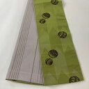 半幅帯 美品 優品 手鞠 よもぎ色 化繊 【中古】