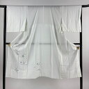 長襦袢 身丈130cm 裄丈64.5cm M 鈴乃屋 落款あり 草花 波 白 正絹 美品 秀品 【中古】