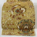 袋帯 美品 秀品 向かい鳥 華文 金糸 箔 金色 六通 正絹 【中古】