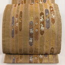 袋帯 美品 名品 うさぎ 花 箔 薄茶色 六通 正絹 【中古】