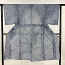 男着物 身丈130.5cm 裄丈62cm S 男浴衣 幾何学模様 絞り 紺色 綿 名品 【中古】