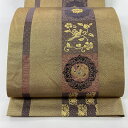 袋帯 秀品 花うさぎ 華文 金糸 箔 金色 六通 正絹 【中古】