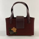 和装バッグ 優品 カジュアル 桜 えんじ色 正絹 和装小物 【中古】