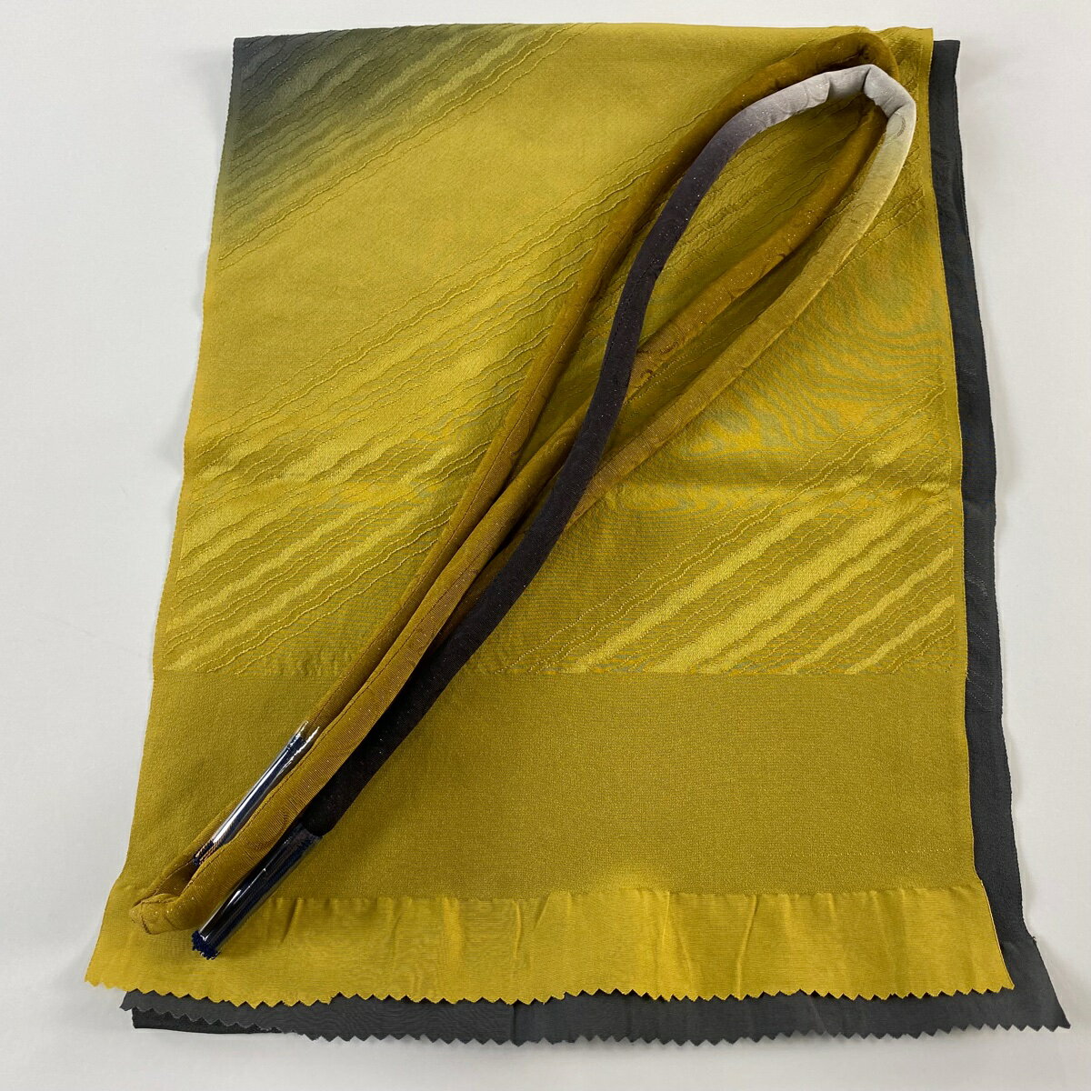 和装セット 美品 優品 帯締め帯揚げ2点セット 地紋 山吹茶色 正絹 和装小物 【中古】