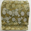 袋帯 美品 名品 葡萄 花唐草 金糸 唐織 金色 六通 正絹 【中古】