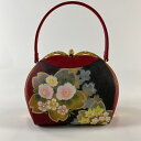 和装バッグ 優品 フォーマル 椿 桜 ラインストーン 金銀彩 えんじ色 正絹 和装小物 【中古】