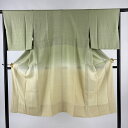 長襦袢 身丈123.5cm 裄丈66cm M 地紋 ぼかし 抹茶色 正絹 美品 秀品 【中古】