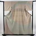 付下げ 身丈154.5cm 裄丈63.5cm S 袷 幾何学模様 染め分け ぼかし ピンクベージュ 正絹 秀品 【中古】