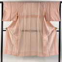長襦袢 身丈127.5cm 裄丈63cm S 麻の葉 サーモンピンク 正絹 秀品 【中古】