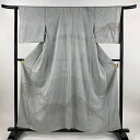 付下げ 身丈157cm 裄丈64cm M 袷 草花 鳥 灰色 正絹 秀品 【中古】