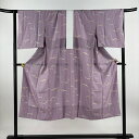 長襦袢 身丈134.5cm 裄丈67cm M 雪芝 縦縞 紫 正絹 美品 秀品 【中古】