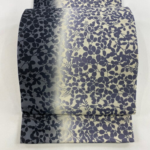 袋帯 美品 名品 夏帯 絽 萩 シルエット 灰紫 全通 正絹 【中古】 袋帯 美品 名品 夏帯 絽 萩 シルエット 灰紫 全通 正絹 【中古】