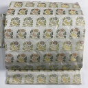 名古屋帯 秀品 花兎 箔 灰白 正絹 【中古】