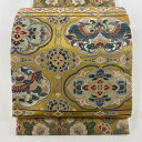 袋帯 美品 名品 向かい鳥 華文 金銀彩 箔 金色 六通 正絹 【中古】