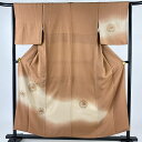 付下げ 身丈156.5cm 裄丈64cm M 袷 箔散らし 草花 刺繍 金糸 赤茶 正絹 秀品 【中古】