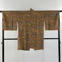 道中着 身丈90cm 裄丈67cm M 和装コート 草花 茶色 正絹 秀品 【中古】