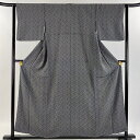 江戸小紋 身丈155cm 裄丈62.5cm S 袷 落款あり 幸福 黒 正絹 秀品 【中古】