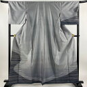 【在庫一掃】 付下げ 身丈159.5cm 裄丈68cm L 袷 紬地 漢方草木染 霞 灰紫 正絹 逸品 【中古】