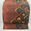 名古屋帯 美品 秀品 八寸名古屋帯 松葉仕立て うさぎ 玩具 赤茶 正絹 【中古】