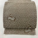 袋名古屋帯 美品 優品 うさぎ 桜の花びら 銀糸 茶色 化繊 【中古】