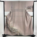付下げ 身丈155.5cm 裄丈64cm M 袷 樹木 霞 金銀彩 ぼかし 薄紫 正絹 秀品 【中古】
