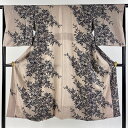 長襦袢 身丈125cm 裄丈61cm S 花 葉柄 小豆色 正絹 秀品 【中古】