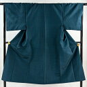 男着物 身丈140cm 裄丈67.5cm S 袷 紬 証紙あり 青緑 正絹 美品 名品 【中古】