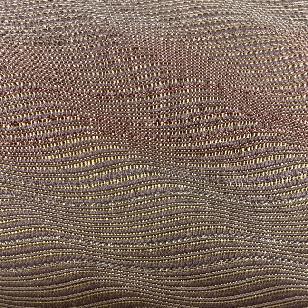 袋帯 美品 秀品 よろけ縞 金糸 薄小豆 お太鼓柄 正絹 【中古】