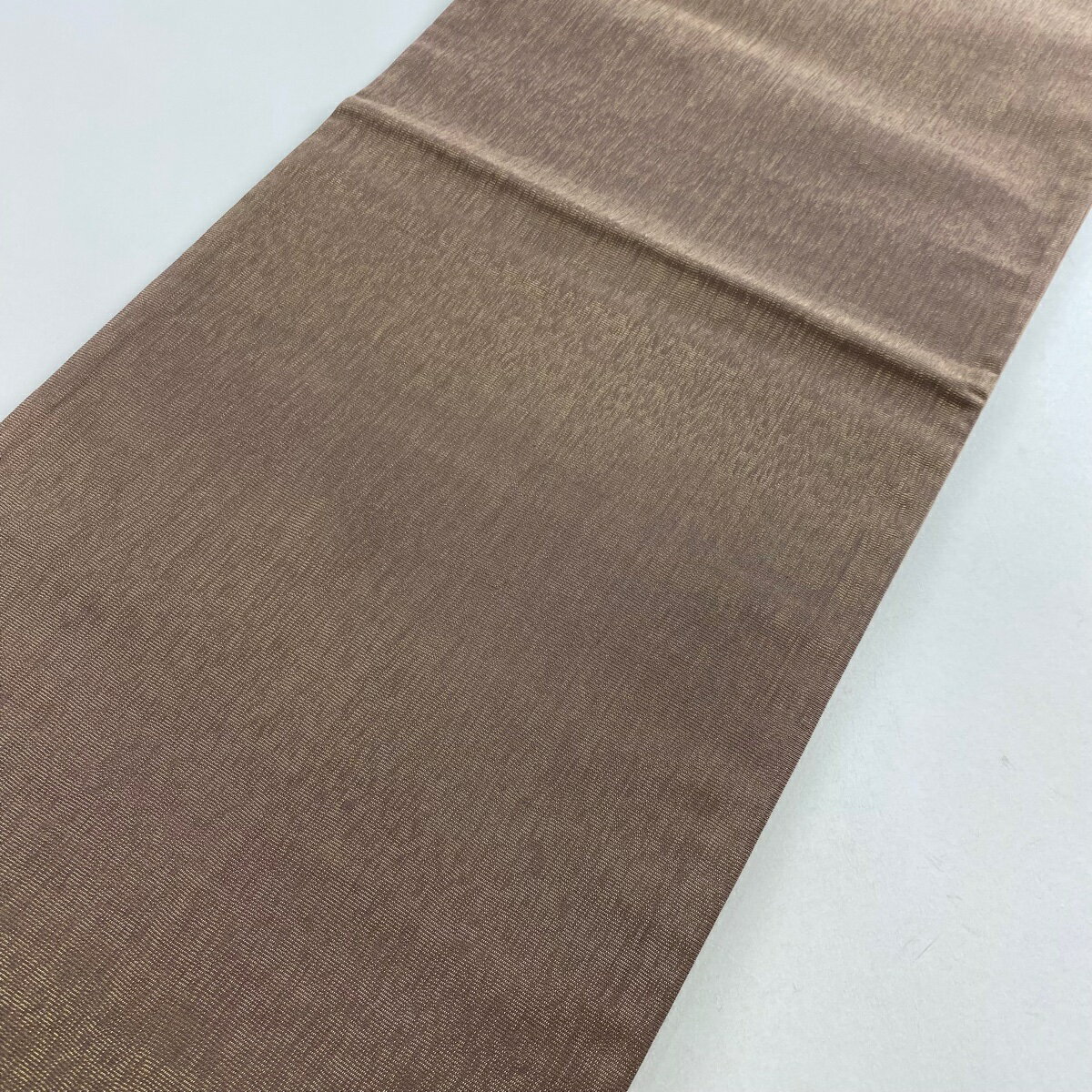 袋帯 美品 秀品 よろけ縞 金糸 薄小豆 お太鼓柄 正絹 【中古】