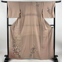 付下げ 身丈162cm 裄丈66.5cm M 袷 南克治 落款あり 草花 菊 染め分け ぼかし ピンク 正絹 名品 【中古】