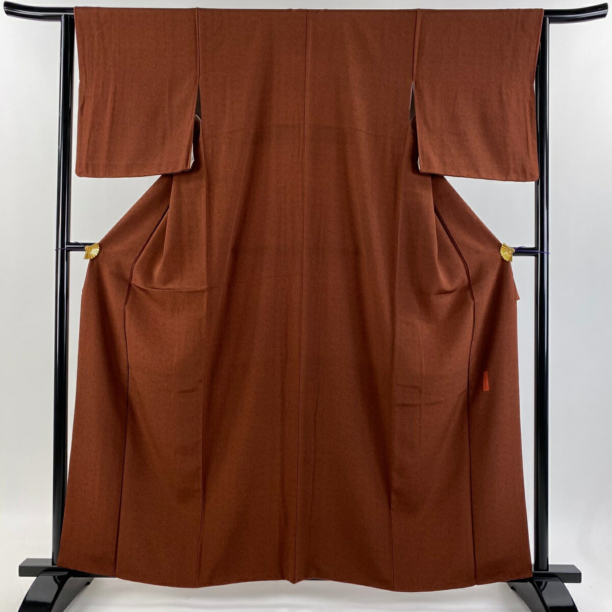 【在庫一掃】 江戸小紋 身丈161cm 裄丈63cm S 袷 人間国宝 中村勇二郎 落款あり 古代菊 赤茶 正絹 美品 逸品 【中古】