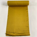 反物 秀品 色無地 地紋 山吹茶色 正絹 【中古】