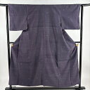 紬 身丈153.5cm 裄丈62cm S 袷 亀甲 紫 正絹 秀品 【中古】