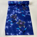 反物 優品 小紋 草花 青紫 綿 【中古】