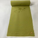 反物 逸品 付下げ 花唐草 雲文 刺繍 縮緬 よもぎ色 正絹 【中古】