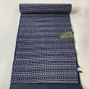 反物 優品 浴衣 小珍染 亀甲 縞 紺色 綿 【中古】