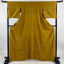 付下げ 身丈163.5cm 裄丈67cm M 袷 花丸文 ヱ霞 刺繍 金糸 山吹色 正絹 美品 秀品 【中古】