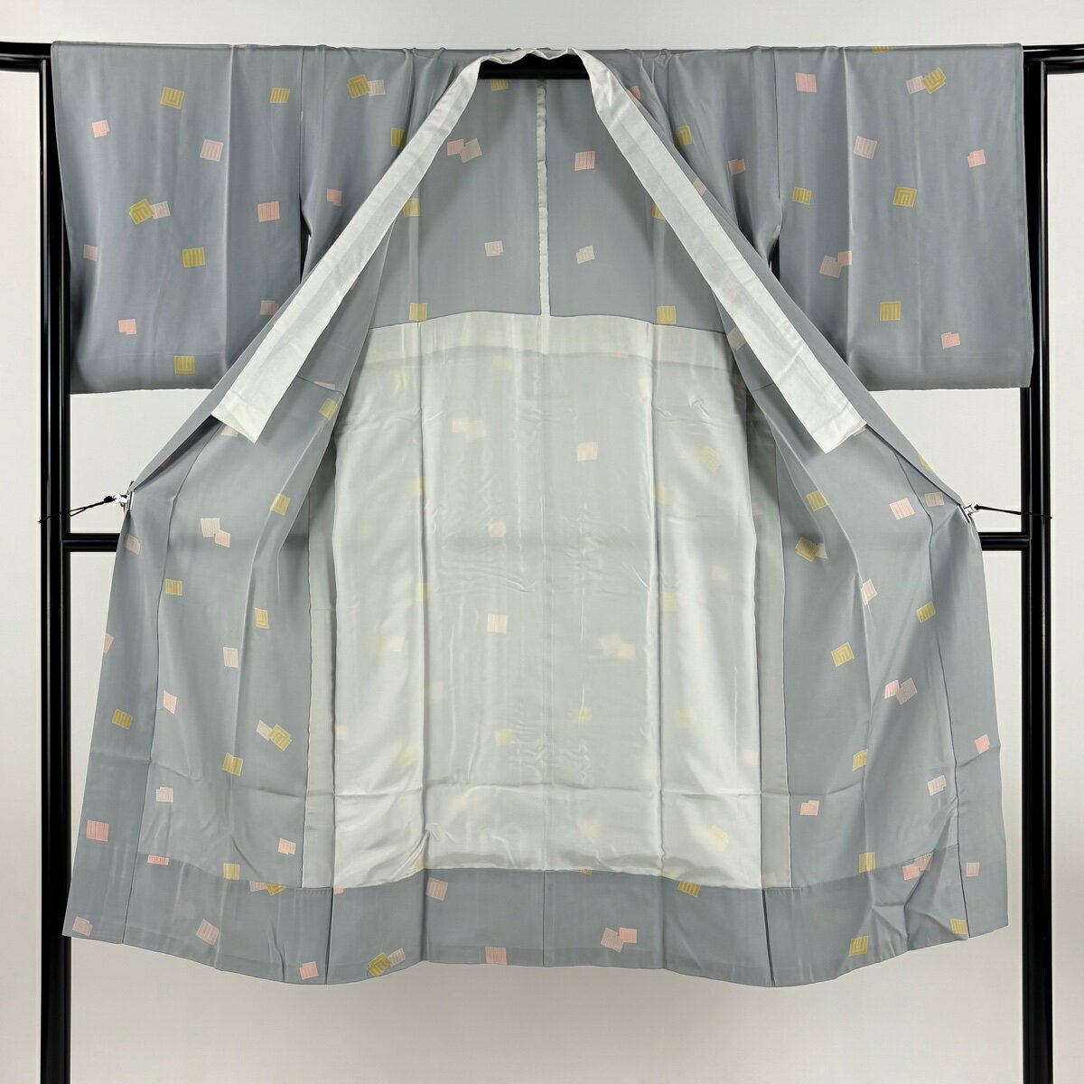 長襦袢 身丈126cm 裄丈64cm M 源氏香 青灰色 正絹 秀品 【中古】