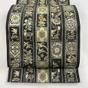 袋帯 美品 名品 ますいわ屋 華文 鳥 墨色 全通 正絹 【中古】