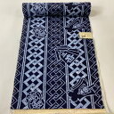 反物 優品 男着物 小紋 纏 源氏車 紺色 綿 【中古】