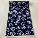 反物 優品 浴衣 花 濃紺 綿 【中古】