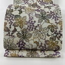袋帯 美品 名品 葡萄 箔 灰色 六通 正絹 【中古】