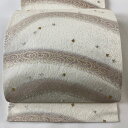袋帯 美品 逸品 千鳥 波 金銀糸 箔 クリーム 六通 正絹 【中古】
