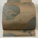 袋帯 美品 逸品 辻村ジュサブロー 落款あり うちわ 竹 薄茶色 六通 正絹 【中古】