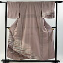 付下げ 身丈153.5cm 裄丈61.5cm S 袷 樹木 霞 金銀彩 薄小豆 正絹 美品 秀品 【中古】