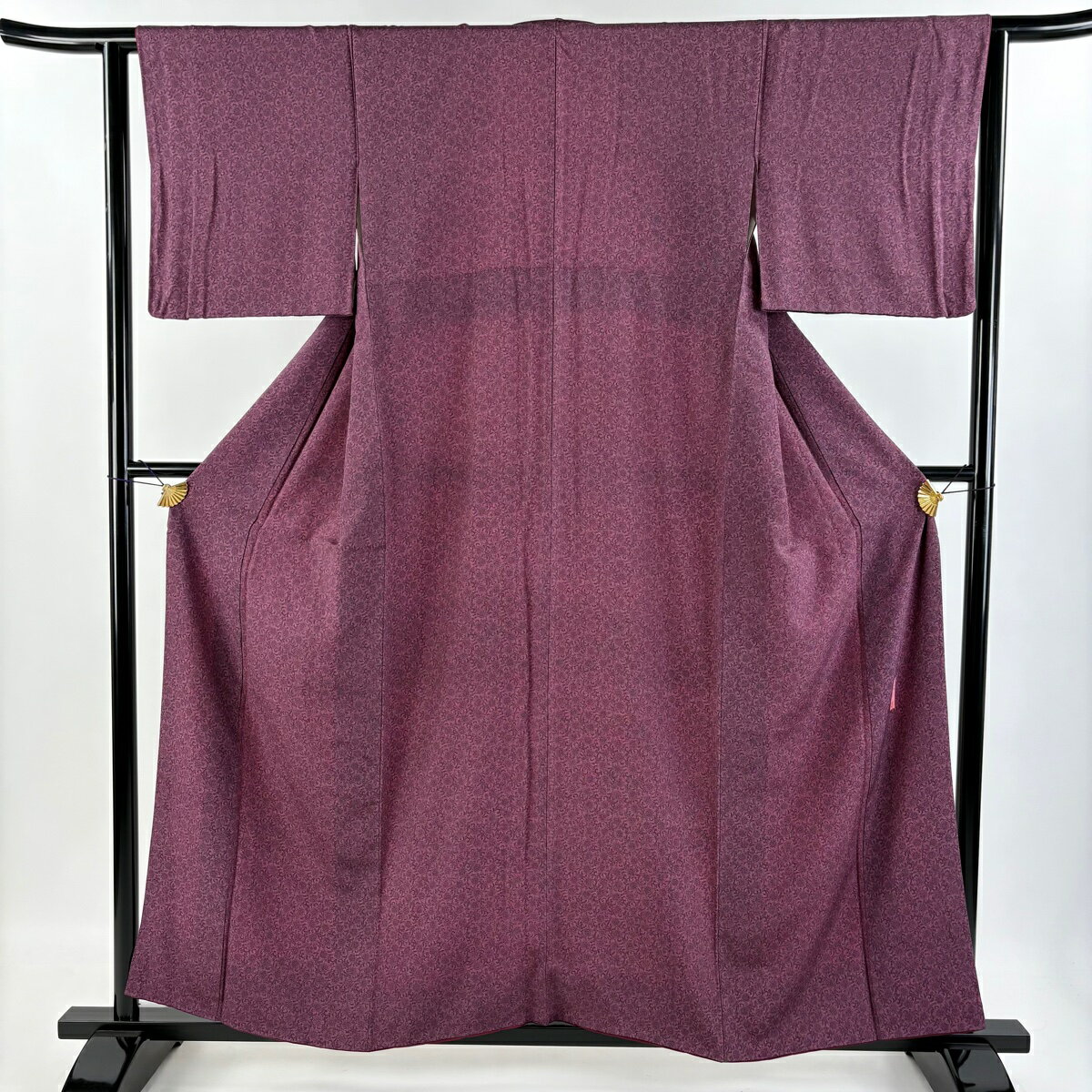 【最終値引き】 江戸小紋 身丈158cm 裄丈62cm S 袷 人間国宝 中村勇二郎 落款あり 古代菊 赤紫 正絹 名品 【中古】 msp50